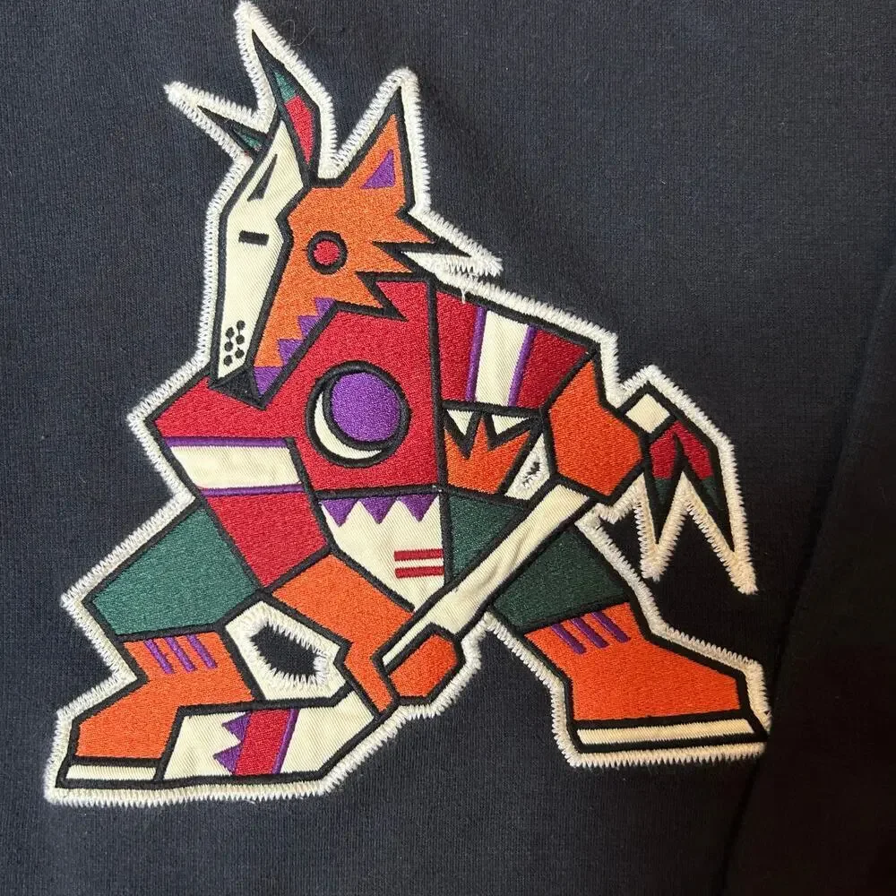 NHL Hoodie Boy XL 18-20 Black‎ Red Arizona Coyotes Stitched Lace Up Hoodie